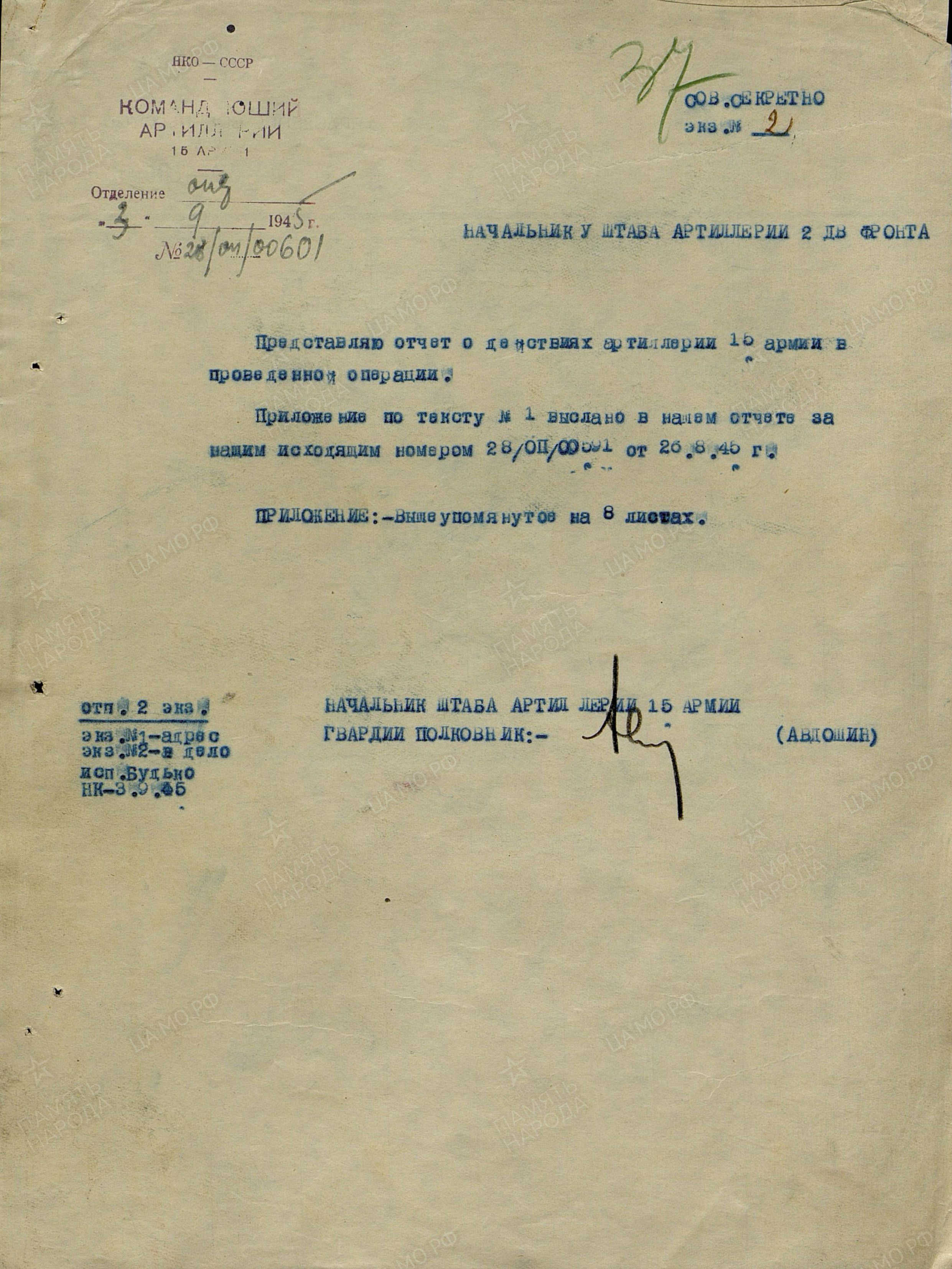 Отчеты о боевых действиях